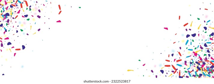 Intense Splash Falling Vector Transparent Panoramic Background. Color Happy Circle Banner. Colorful Shine Celebration Design. Saturated Powder Festive Invitation.