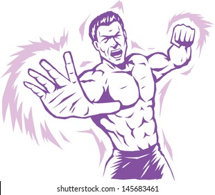 Intense stylized puncher