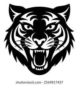 Intense Tiger Face Silhouette for Dynamic Logos