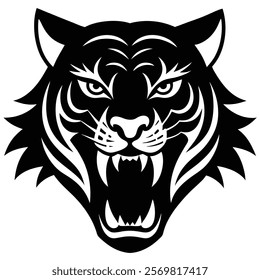 Intense Tiger Face Silhouette for Modern Designs