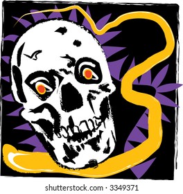 Intense vector illustration of Halloween skull.