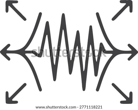 Intense vibrating blast icon with multiple arrows pointing outwards