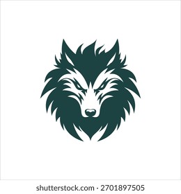 Intense wolf face, sharp eyes, wild animal head, strong geometric style