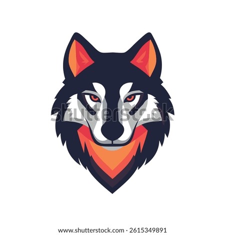 Intense Wolf Head Mascot with Fiery Accents for Gaming, Sports Teams, or Bold Branding