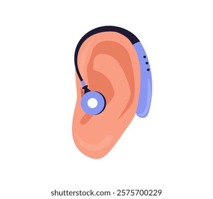 Intensity hearing aid icon cartoon vector. Medicine sound. Health care ear. Hearing Loss, Deafness. Deaf People with Hear Problem Visit Doctor Audiologist for Treatment. Ear Using Hearing Aid, Medical