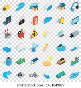 Intensity icons set. Isometric style of 36 intensity vector icons for web for any design
