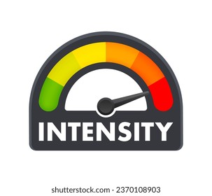 Medidor de nivel de intensidad, escala de medición. Indicador del velocímetro de nivel de intensidad. Ilustración de material vectorial