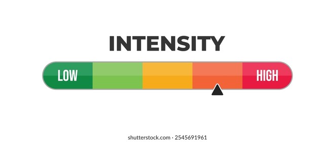Medidor de nível de intensidade, escala de medição. Indicador do indicador do indicador de velocidade do nível de intensidade. Ilustração de estoque de vetor.