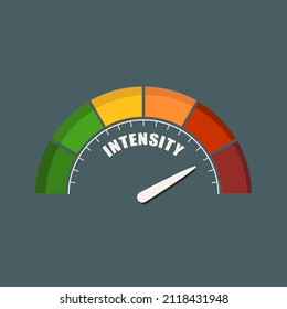 Intensity measuring device with arrow and scale.