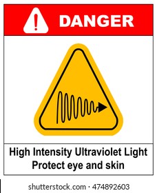 Intensity Ultraviolet Light Protect Your Eyes and Skin UV Vector sticker label for public places