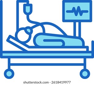 Intensive Care Unit Icon Blue Vector Illustration