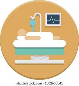 Intensive Care Unit Icon In Flat Design Style On Round Background