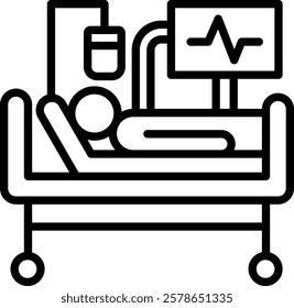 Intensive Care Unit Icon Line Vector Illustration