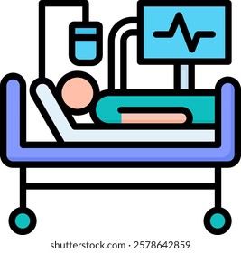 Intensive Care Unit Icon Lineal Color Vector Illustration