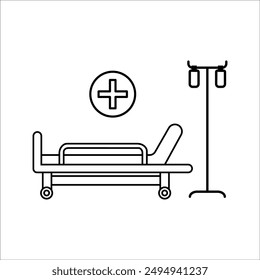 Symbol auf der Intensivstation. Reanimation, Rehabilitation, Krankenhausabteilung. Medizinisches Konzept. Vektorillustration kann für Bereiche wie Gesundheitsversorgung, Krankenhäuser, medizinische Dienstleistungen verwendet werden.