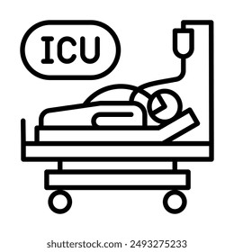 Intensive Care Unit (ICU) icon line vector illustrations