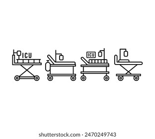 intensive care unit ICU icons symbol vector design simple line flat illustration collections sets isolated