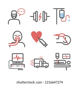 Intensive Care Unit. ICU Line Icons. Hospital Department. Health Center. Vector Sign For Web Graphics.