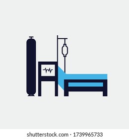 intensive care unit ICU vector icon hospital bed