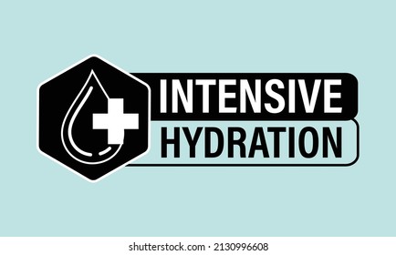 icono vectorial de "hidratación intensiva", caída con marca transversal, color negro, 