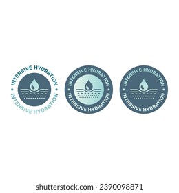 Intensive hydration vector label. Cosmetics sticker for body or face cream and moisturizer.