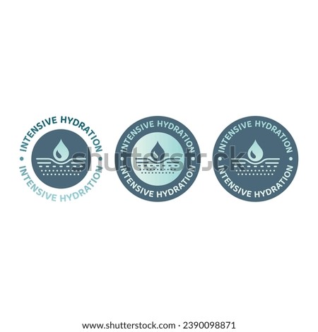 Intensive hydration vector label. Cosmetics sticker for body or face cream and moisturizer.