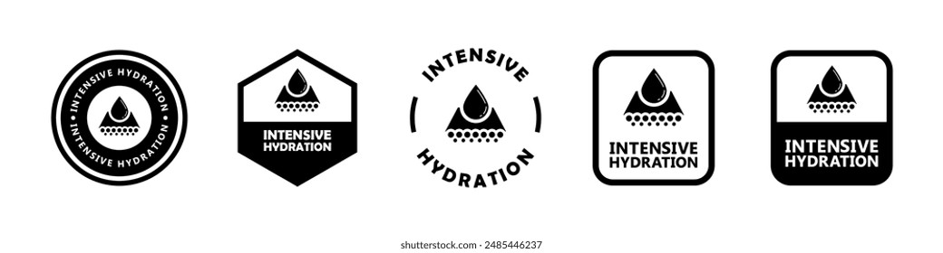 Intensive Hydration - vector sign for skin care product packaging design.