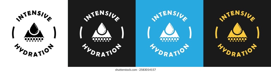 Intensive Hydration - vector sticker on different backgrounds.