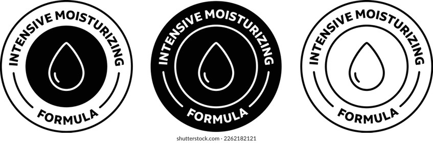 intensive moisturizing formula icon. moisturizer and hydration cream vector symbol in logotype in black and white color. Suitable for cosmetic product.
