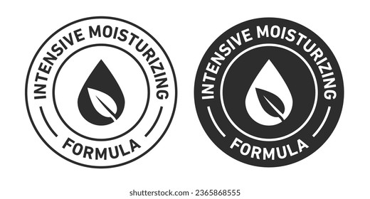 Intensive moisturizing rounded vector symbol set on white background