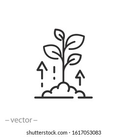 Intensive Plant Growth Icon, Growing Seedlings, Horticulture, Thin Line Symbol On White Background - Editable Stroke Vector Illustration Eps10