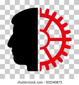 Intensive Red And Black Android Head toolbar icon. Vector pictogram style is a flat bicolor symbol on chess transparent background.