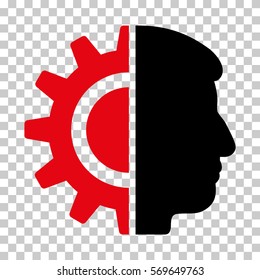 Intensive Red And Black Android Robotics toolbar icon. Vector pictograph style is a flat bicolor symbol on chess transparent background.