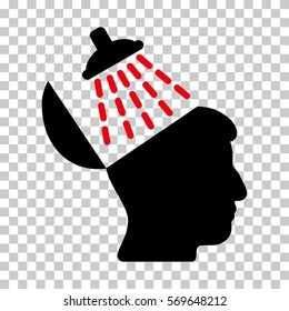 Intensive Red And Black Brain Washing interface toolbar icon. Vector pictograph style is a flat bicolor symbol on chess transparent background.