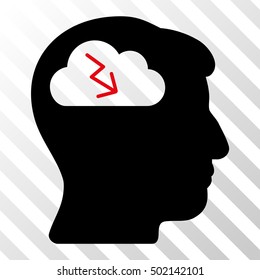 Intensive Red And Black Brainstorming interface toolbar pictogram. Vector pictograph style is a flat bicolor symbol on diagonal hatch transparent background.