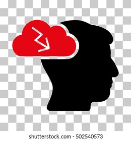 Intensive Red And Black Brainstorming interface pictogram. Vector pictograph style is a flat bicolor symbol on chess transparent background.