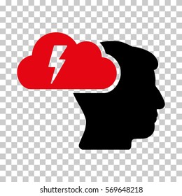Intensive Red And Black Brainstorming toolbar pictogram. Vector pictogram style is a flat bicolor symbol on chess transparent background.