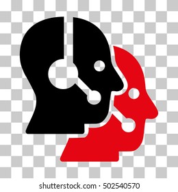 Intensive Red And Black Call Center Operators interface toolbar pictogram. Vector pictogram style is a flat bicolor symbol on chess transparent background.