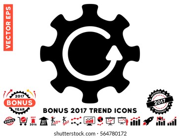 Intensive Red And Black Cog Rotation Direction pictograph with bonus 2017 year trend elements. Vector illustration style is flat iconic bicolor symbols, white background.