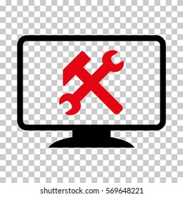 Intensive Red And Black Desktop Settings interface toolbar pictogram. Vector pictograph style is a flat bicolor symbol on chess transparent background.