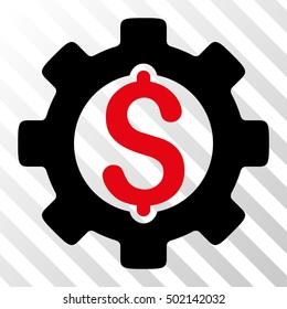 Intensive Red And Black Development Cost interface toolbar pictogram. Vector pictogram style is a flat bicolor symbol on diagonal hatch transparent background.