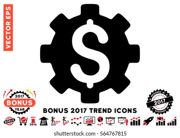 Intensive Red And Black Development Cost icon with bonus 2017 trend images. Vector illustration style is flat iconic bicolor symbols, white background.