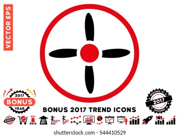 Intensive Red And Black Drone Screw pictogram with bonus 2017 year trend pictograph collection. Vector illustration style is flat iconic bicolor symbols, white background.