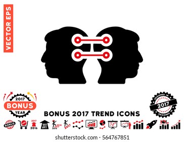 Intensive Red And Black Dual Heads Interface Connection pictograph with bonus 2017 year trend clip art. Vector illustration style is flat iconic bicolor symbols, white background.