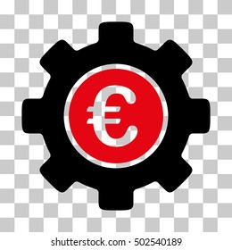 Intensive Red And Black Euro Development Gear interface icon. Vector pictogram style is a flat bicolor symbol on chess transparent background.