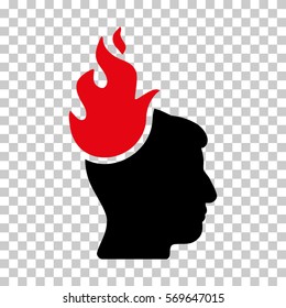 Intensive Red And Black Fired Head interface icon. Vector pictogram style is a flat bicolor symbol on chess transparent background.