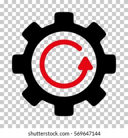 Intensive Red And Black Gear Rotation Direction interface pictogram. Vector pictogram style is a flat bicolor symbol on chess transparent background.