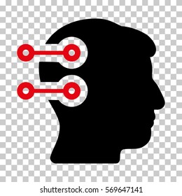 Intensive Red And Black Head Connectors interface toolbar icon. Vector pictogram style is a flat bicolor symbol on chess transparent background.