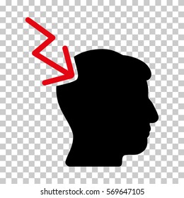 Intensive Red And Black Head Electric Strike interface toolbar pictogram. Vector pictogram style is a flat bicolor symbol on chess transparent background.