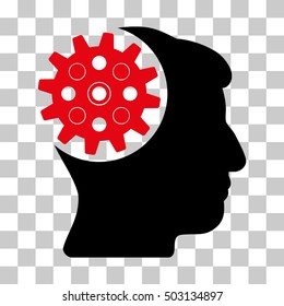 Intensive Red And Black Head Gear interface pictogram. Vector pictograph style is a flat bicolor symbol on chess transparent background.